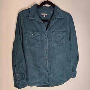Toad & Co Corduroy Button Up Top Size Small Green Shirt Long Sleeve Women